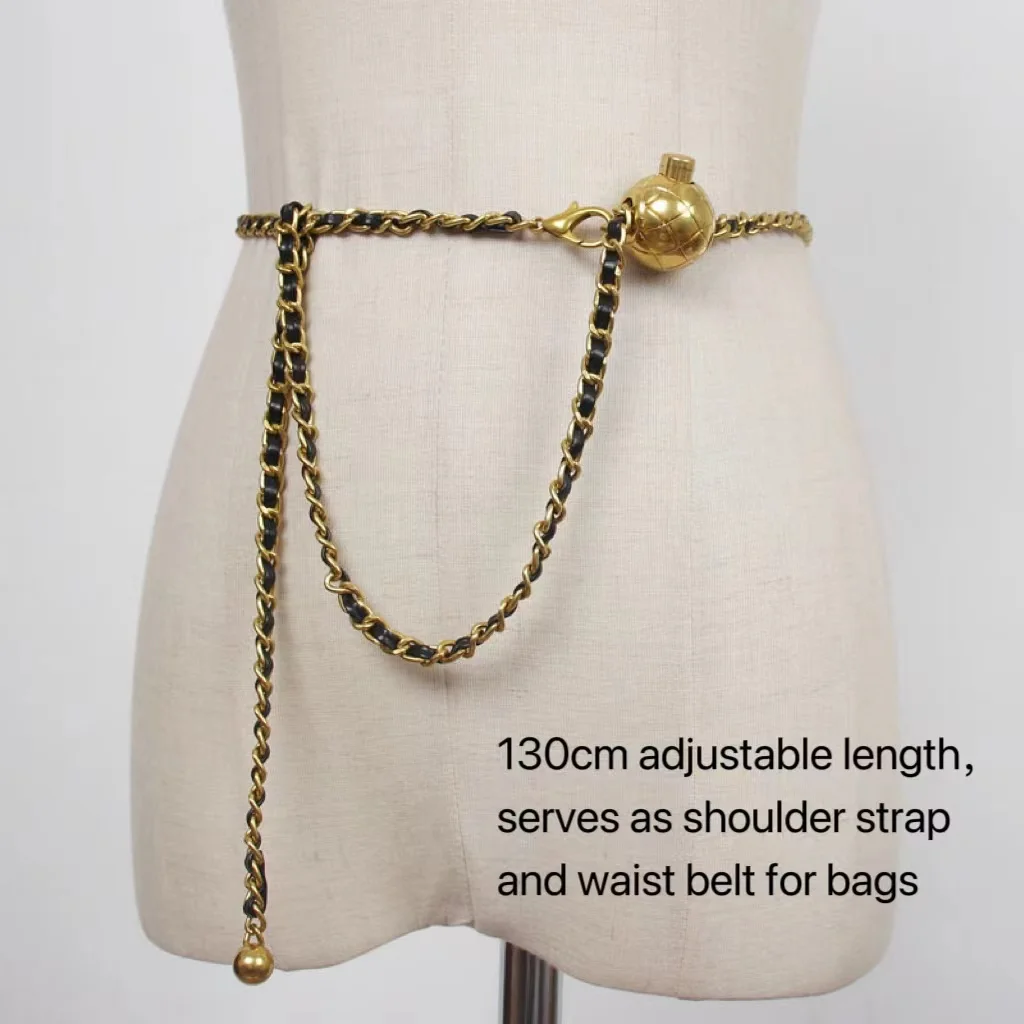 حقيبة خصر بسلسلة جلدية وحزام كتف للنساء وحقيبة كرو...