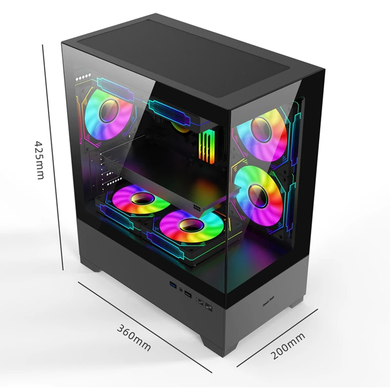 Power Train Illusionary Realm III Computer Case M-ATX/ITX Desktop Game Chassis ATX Power Supply SupportSide Transparent PC Case