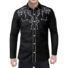 Stylish Western Cowboy Shirt Men Brand Design Embroidery Slim Fit Casual Long Sleeve Shirts Mens Wedding Party Shirt for Male 1