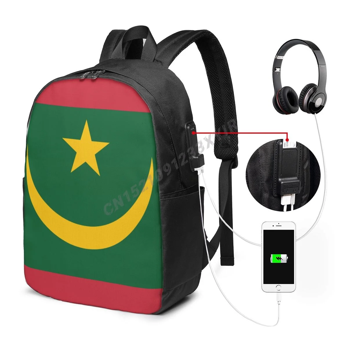 

Backpack Mauritania Flag Mauritanians Country Map IT'S IN MY DNA Fans Student Schoolbag Travel Casual Laptop Back Pack Unisex