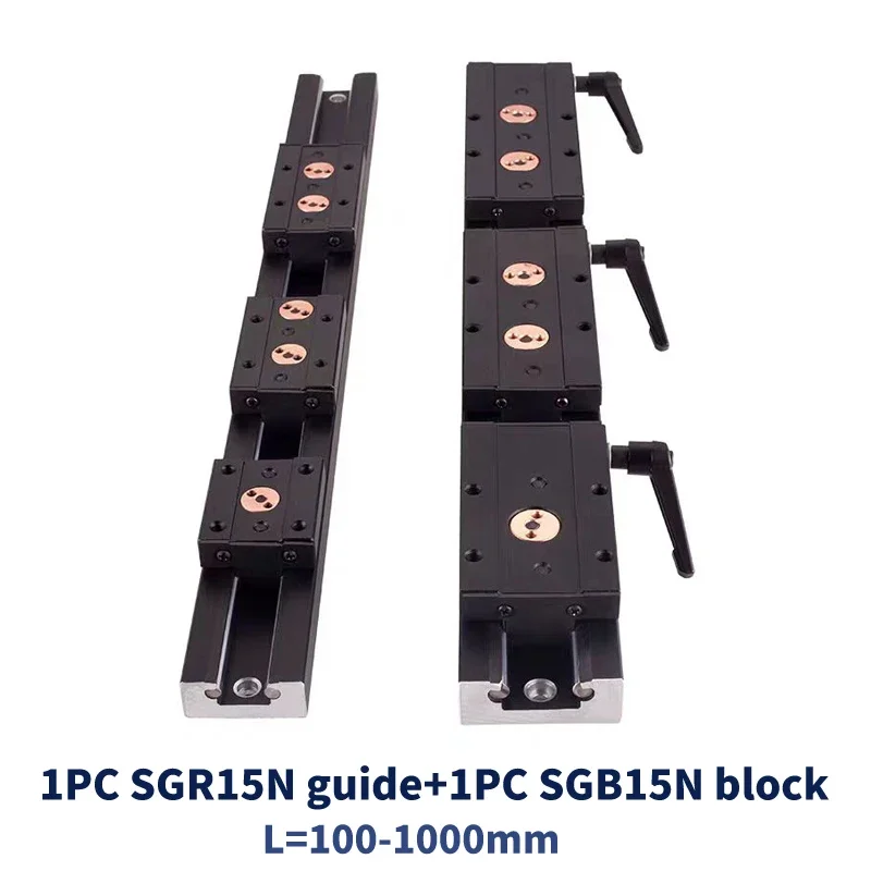 Blackening ในตัว dual-แกนคู่มือเชิงเส้นอลูมิเนียมแบริ่งลูกกลิ้งอุตสาหกรรม SGR15N ท่องเที่ยว + SGB15N 3/4/5 ล้อ Slider 1