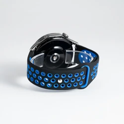 Silicone Sport Hole Bracelet Watch Band, 22mm/20mm Strap - 22mm watch band (13 black blue)