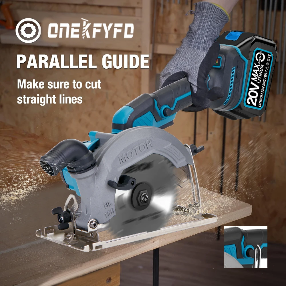 Brushless Circular Saw 6inch Cordless Electric Saw Adjustable Wood Cuttiing Machine Handheld Woodworking Saw for Makita Battery 5