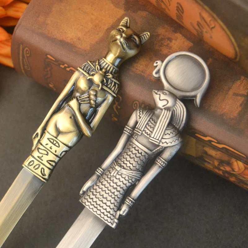 Vintage Letter Opener Sun God Totem Decoration Letter Opening Bookmarks Metal Notebook Decoration Clamp Planner Accessories mail opener