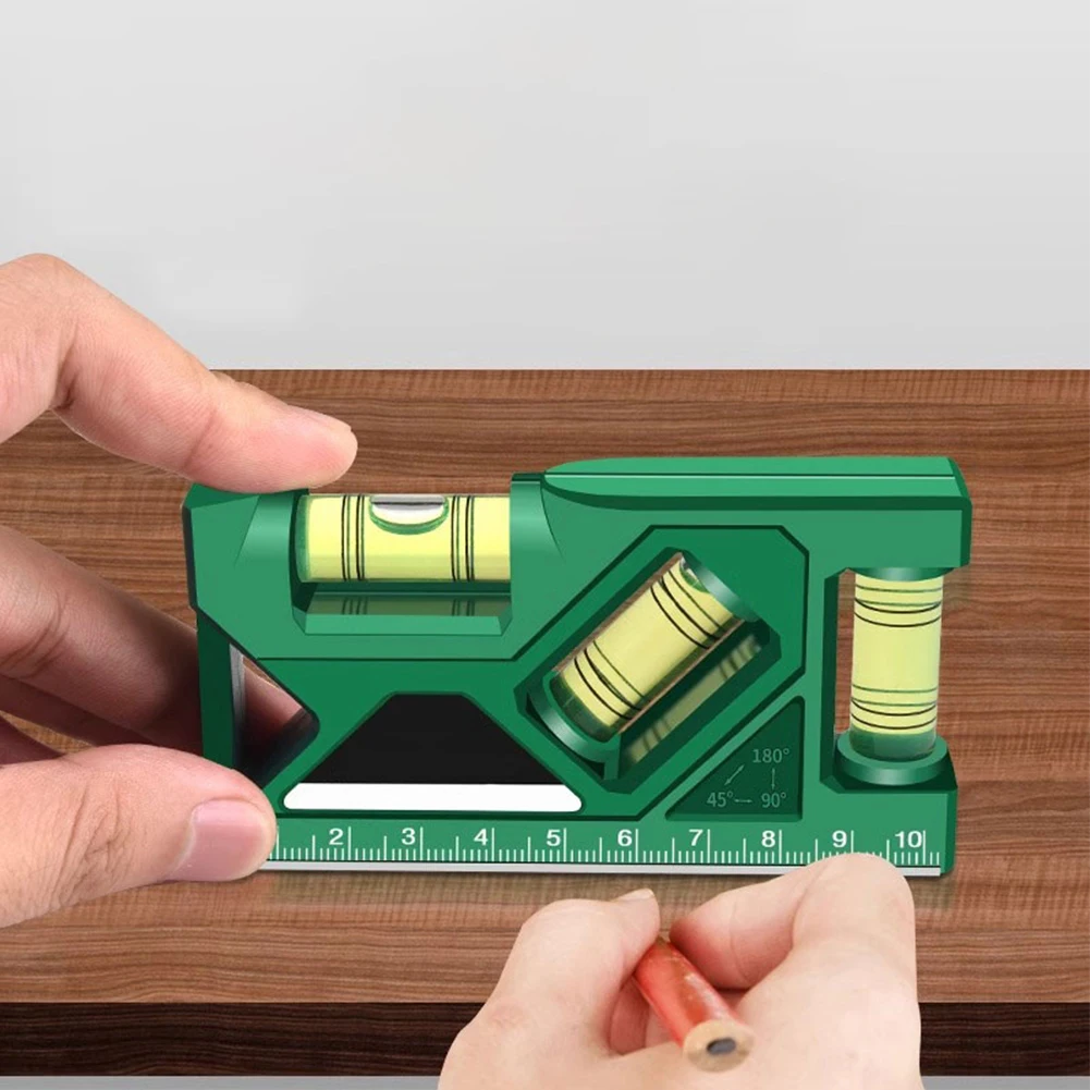 Portable Magnetic Pocket Level Gauge Mini Protractor With Metric Ruler 3 In 1 Precise Measurement Vertical/horizontal/4 Angle Measuring Tool