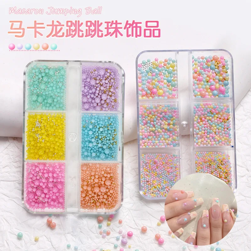 

1box Mini Macaron Bubble Nail Beads Charm Candy Color Resin Mixed Size Nail Bead Kawaii Acrylic Bubble Ball DIY Nail Art Decor #
