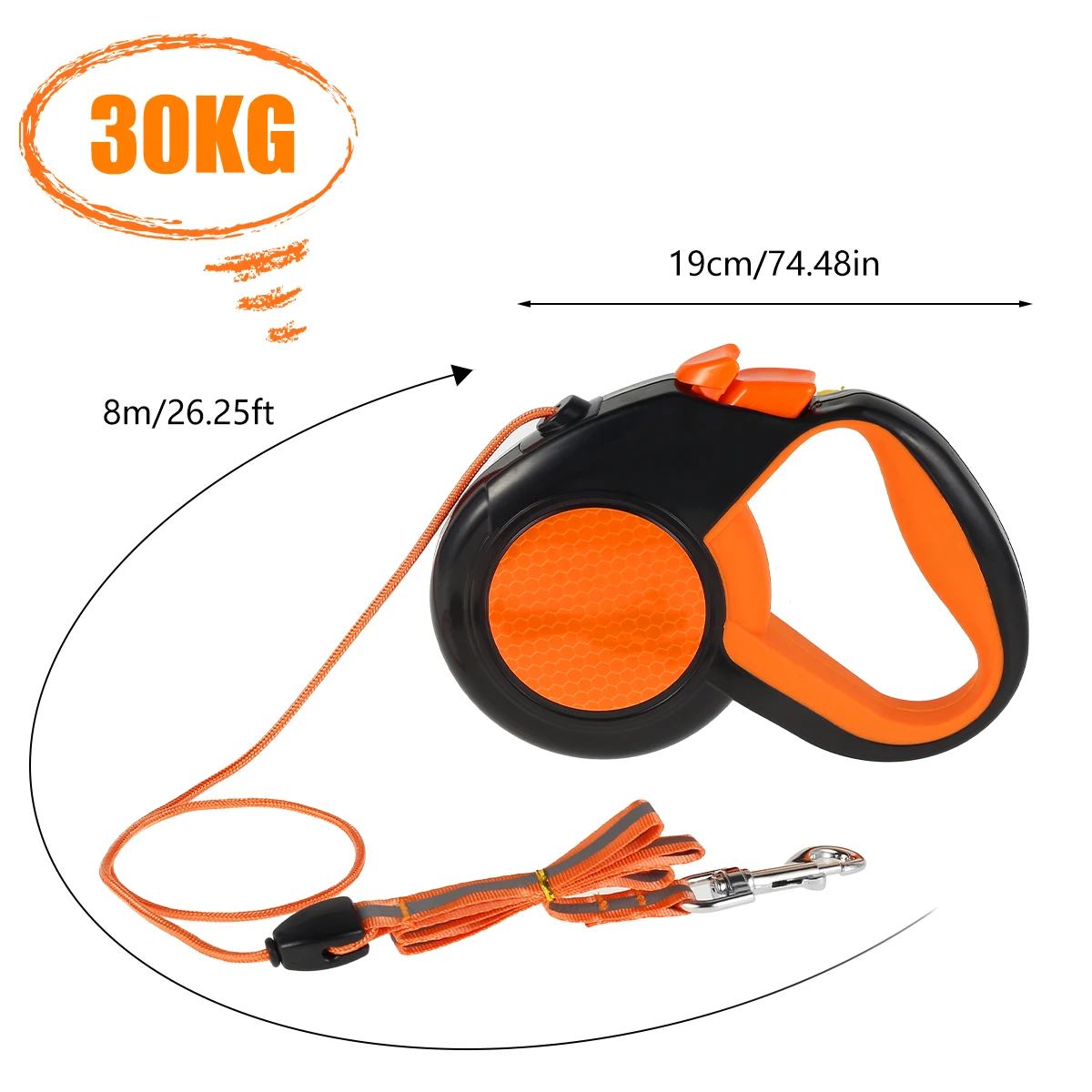 Retractable Dog Leash with Reflective Tape for Outdoor Use