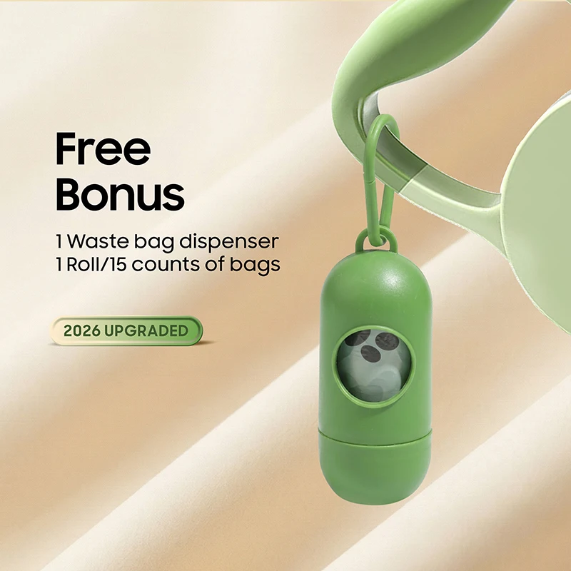 Retractable Pet Leash with Built-In Poop Bag Dispenser