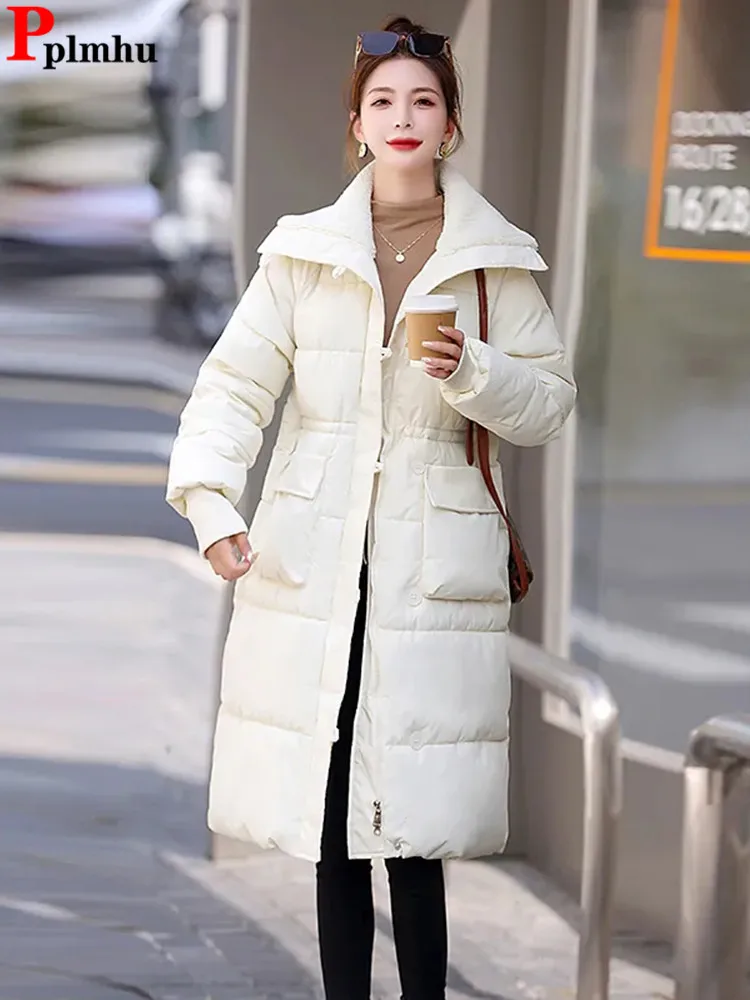

Элегантные Длинные парки Chaquetas корейский дизайн воротник с хлопковой подкладкой зимнее теплое пальто шикарная модная ветрозащитная новая куртка