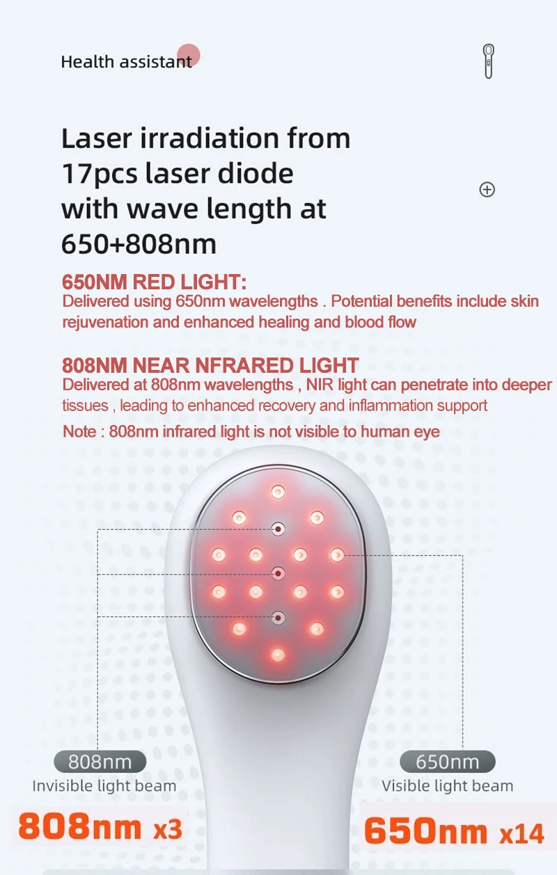 KTS Appareil de thérapie à lumière rouge pour le dos, le cou, les épaules,  les genoux, les mains, thérapie par lumière infrarouge à LED pour douleurs