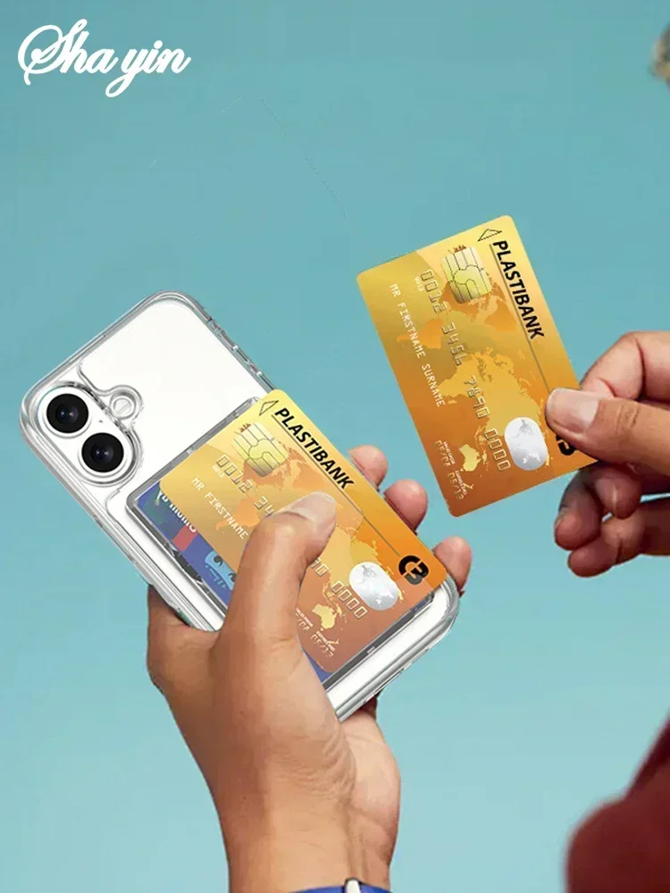 Magnetischer, durchsichtiger Kartenhalter, Brieftasche aus Kunststoff, starke Adsorptionshülle, tragbare Kartenfächer, Abdeckung für Apple Phone Android für Männer und Frauen – Detail 14