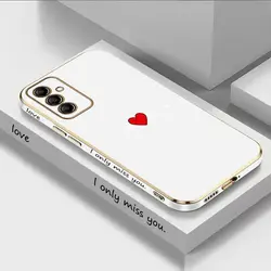 Luxury Plating Beating Heart Phone Case Cover - Galaxy M14 (White)
