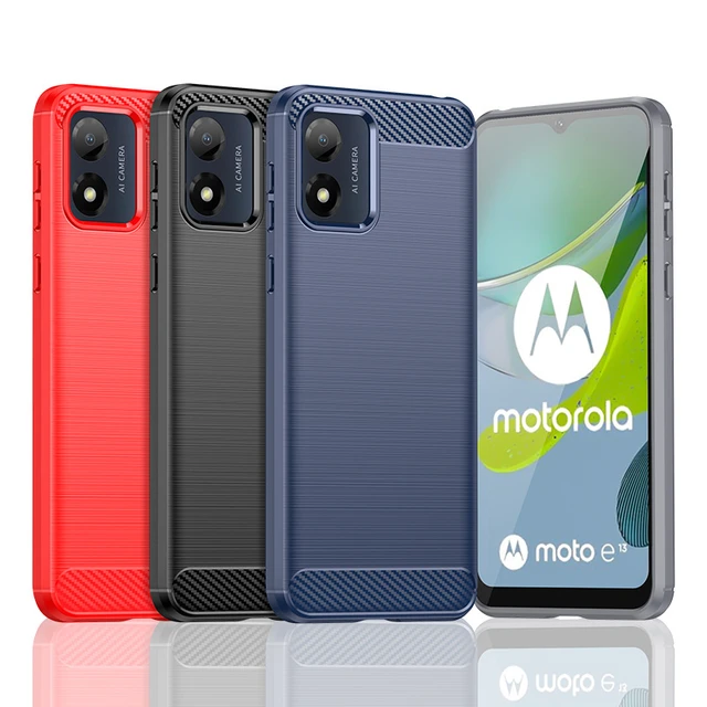 Funda de fibra de carbono para Motorola Moto E13, carcasa de fibra de  carbono negra, funda de silicona suave TPU para Motorola Moto E13 (6.52