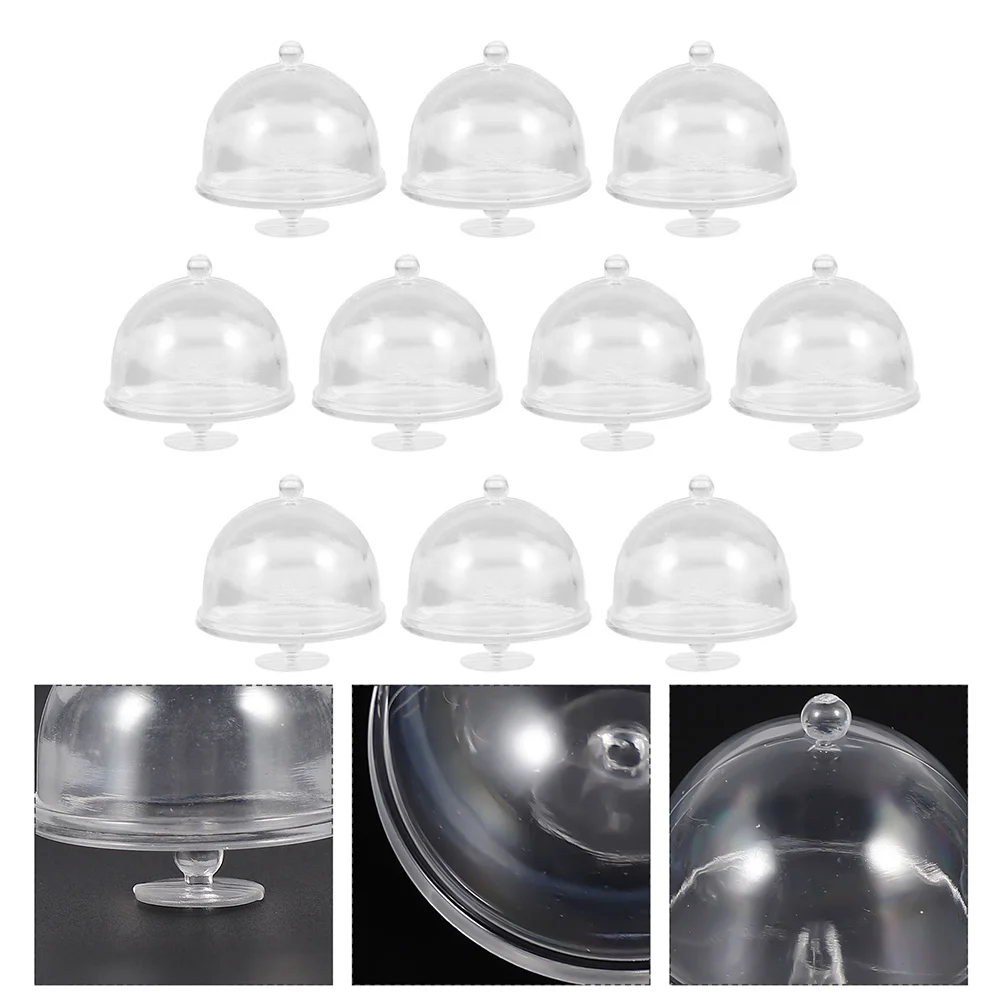 

20 Pcs Dollhouse Cake Holder Mini Stand with Dome Cover Plate Plastic Furniture