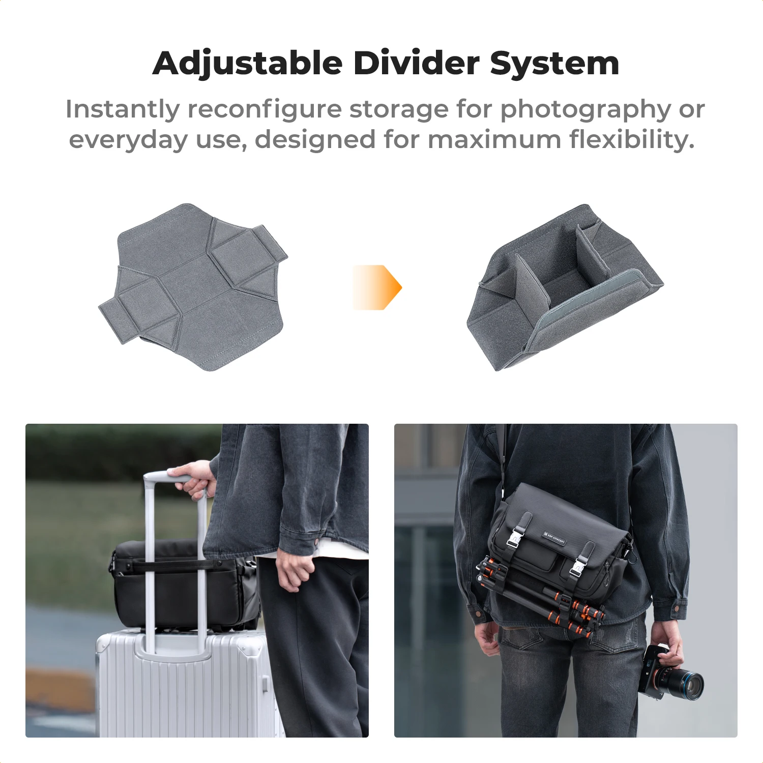 5F Concept Zipper Buckle Sling Travel Photography Shoulder Bag For Sony DSLR SLR Camera Accessories Tripod Holder_voghion.com