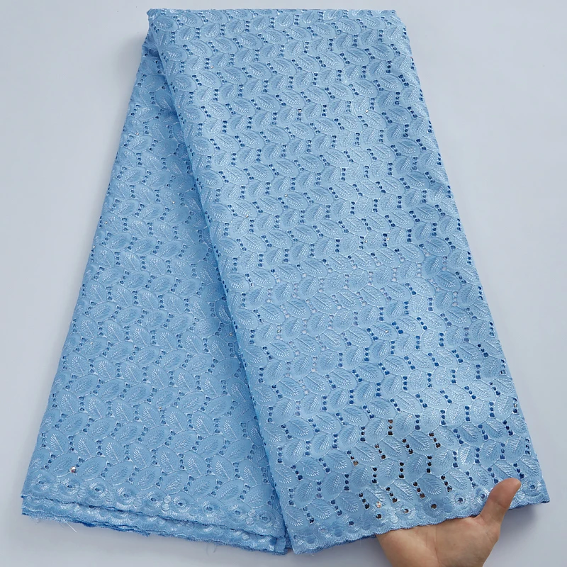 

Newest African Cotton Lace Fabric 5 Yards 2022 High Quality Tribute Silk Material Lace Fabric Embroidery For Sewing Cloth 2832A