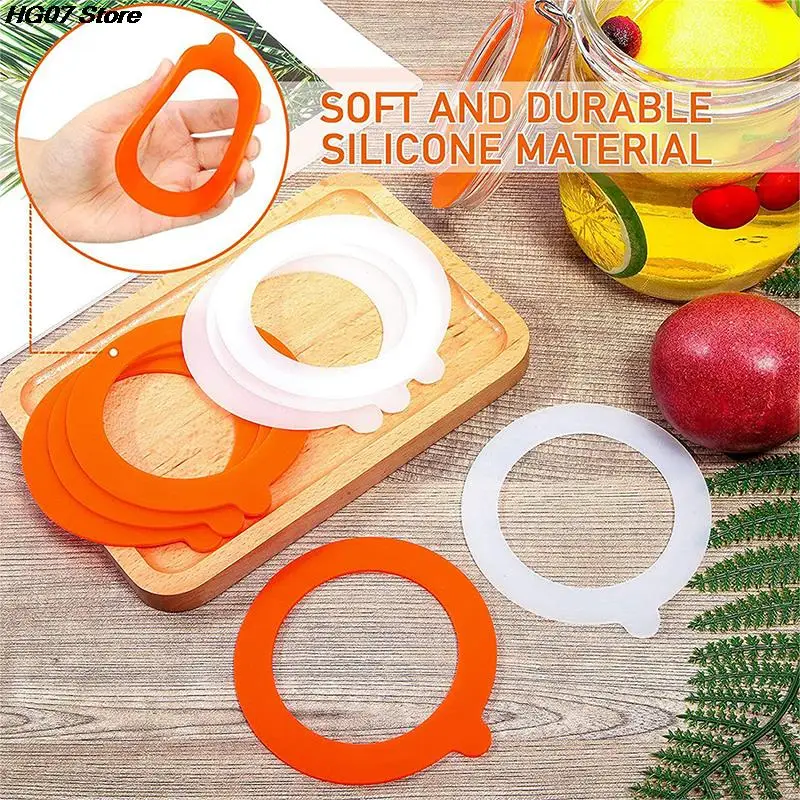 5Pcs Silicone Replacement Gasket Airtight Rubber Seals Rings Leak-Proof Canning Seals Silicone Stretch Lids for Glass Clip Top Jars Storage Containers