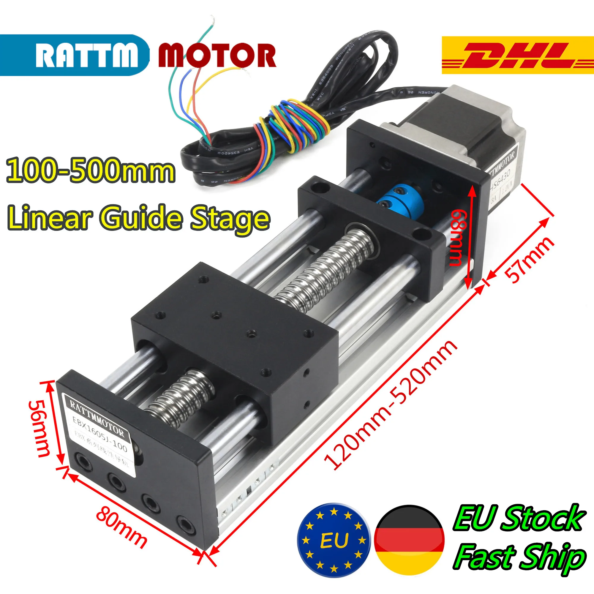 Movimento Módulo Trilho Tabela Cnc Comprimento de Curso Eficaz Sfu1605 Ballsscrew Guia Linear 16 mm 100 mm 200 mm 300 mm 400 mm 500 mm eu Shipping