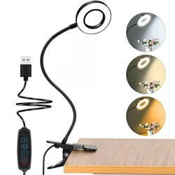 LED Desk Lamp with Clip: Flexible Gooseneck, Eye Protection, Adjustable Brightness (Black Version)