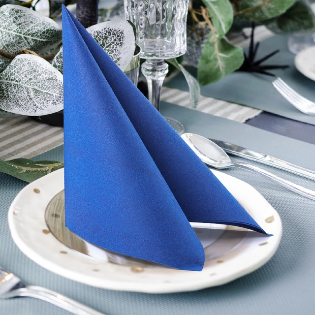 Navy Dark Blue Linen Cloth Napkins, Wedding, Dinner