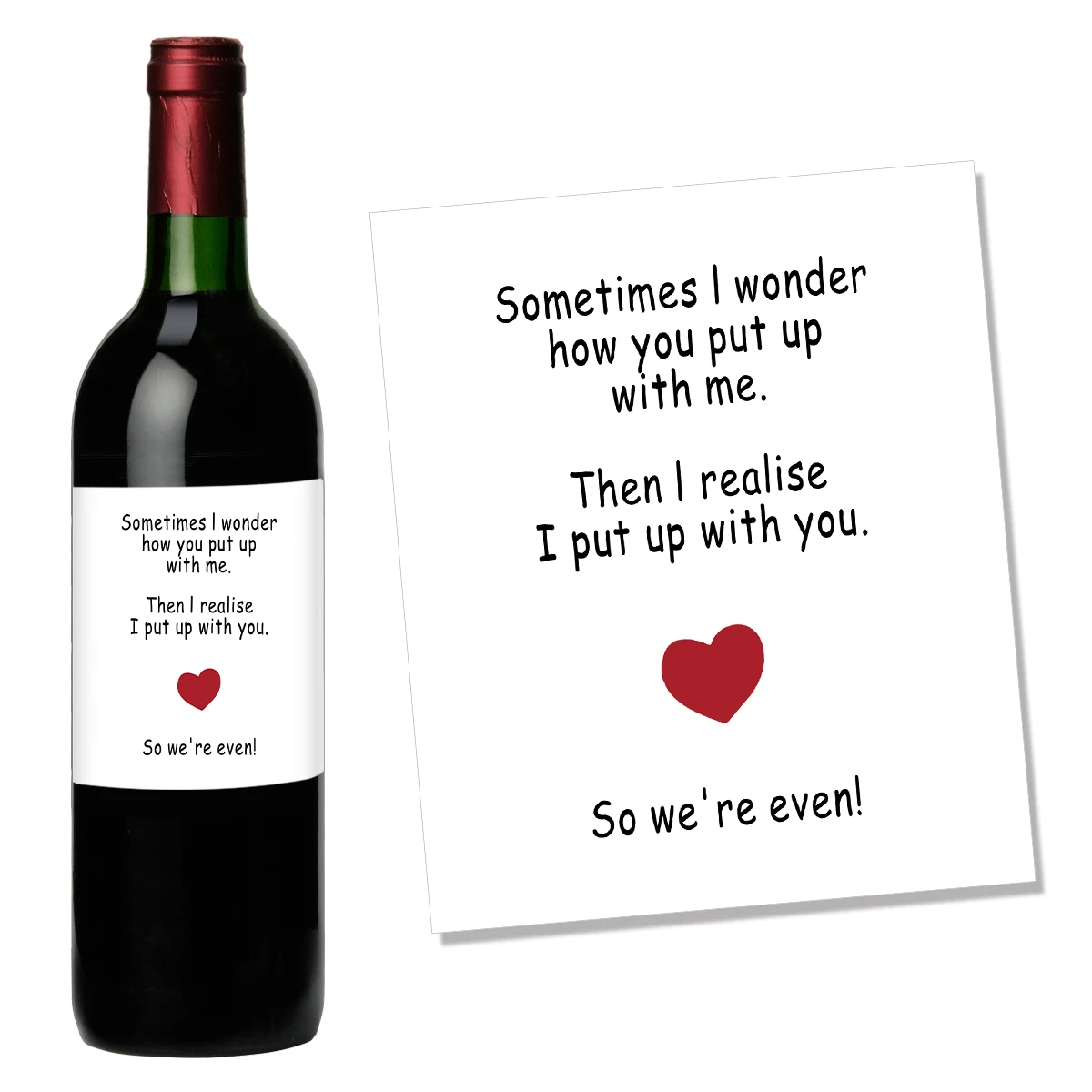 4-Pack Humorous Wine Bottle Stickers – “We Put Up With Each Other” Novelty Self-Adhesiv... - SKU HWBS1750 - UGI Pack...