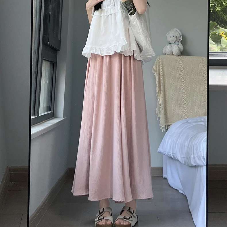 

2024 Women's Summer Fashion Thin Cotton Linen Trousers Female Solid Color Wide-leg Pants Ladies Loose Casual Skirt Pants C65