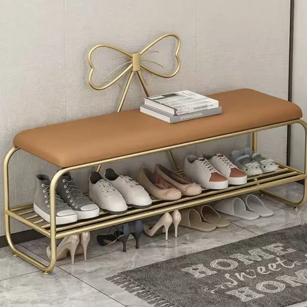 

Light Luxury Shoe Stool Home Door Shoe Cabinet Integrated Shoe Rack Can Sit To Wear Shoe Stool 2-layer Entrance Bench Ottomans