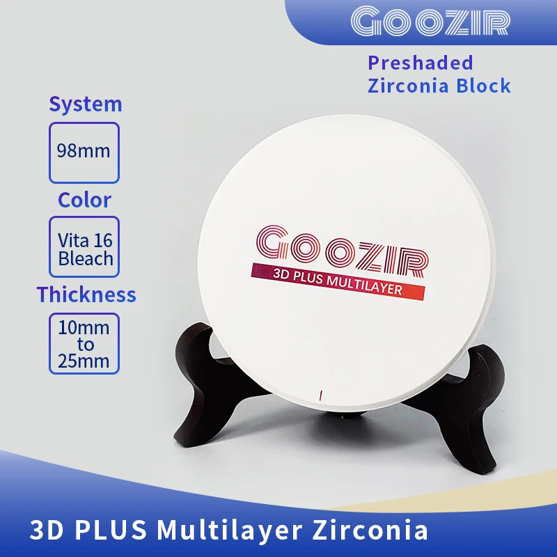 

Goozir 98mm 3D PRO Multilayer Dental Zirconia Disc Laboratory Zirconium Block For CAD CAM Milling Machine