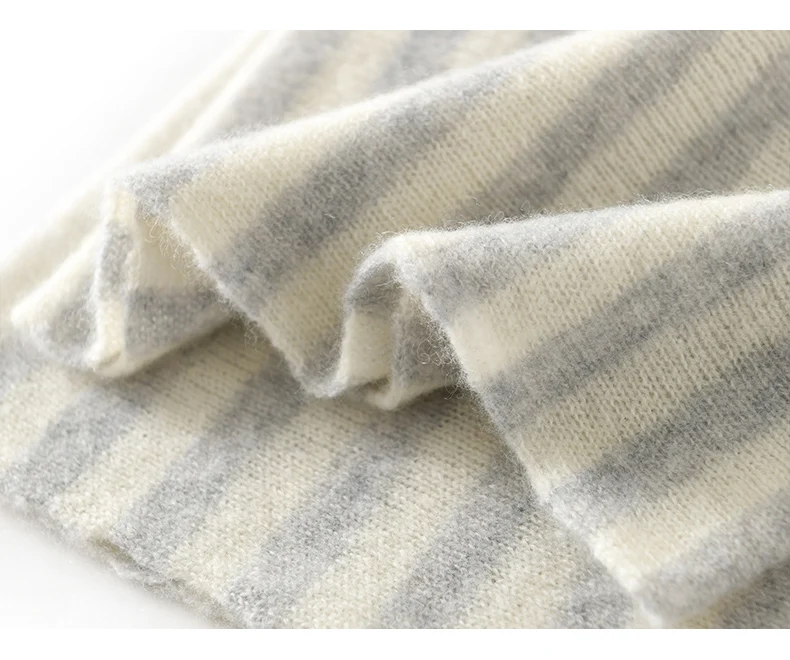 Herbst Winter Warm Hals Wärmer 100% Wolle frauen Schal Koreanischen Stil Gestrickte Vielseitig männer Hals Abdeckung Pullover Gestreiften schal – Detail 15