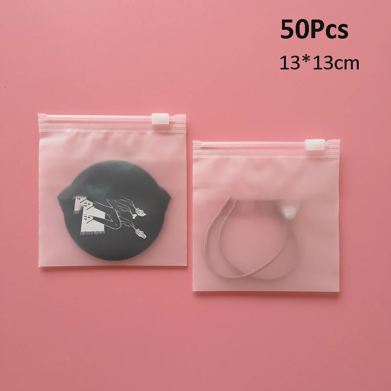 50PCS Travel PE Storage Bag Plastic Zipper EVA Translucent Bag