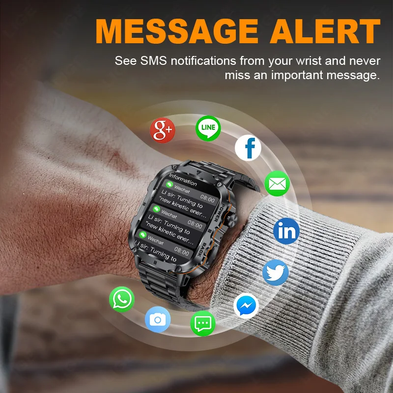 LIGE Smart Watch 1.95" Display Waterproof Bluetooth Call Sport Fitness Smartwatch Blood Pressure Sleep Monitor For Android IOS