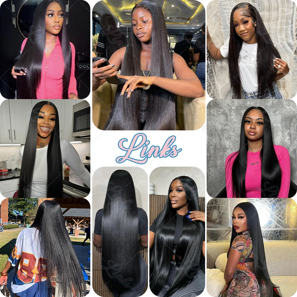 Human Hair Extensions Links 30 40 Inch Bone Straight Bundles 100% Human Hair Weave Bundles 1/3/4 PCS Brazilian Remy