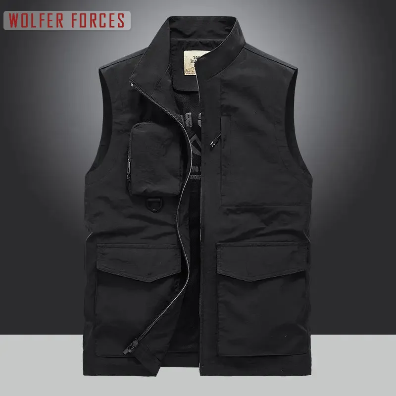 Hunting Vest Large Size Vests & Waistcoats Waterproof Fishing Wear Outdoor Designer Bigsize Tools Pocket Casual