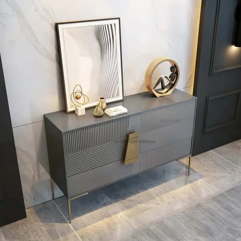 Italian Living Room Porch Cabinet Modern Minimalist Buffet Storage Side Cabinet With Six Drawers Floor Stand Kitchen Cupboard