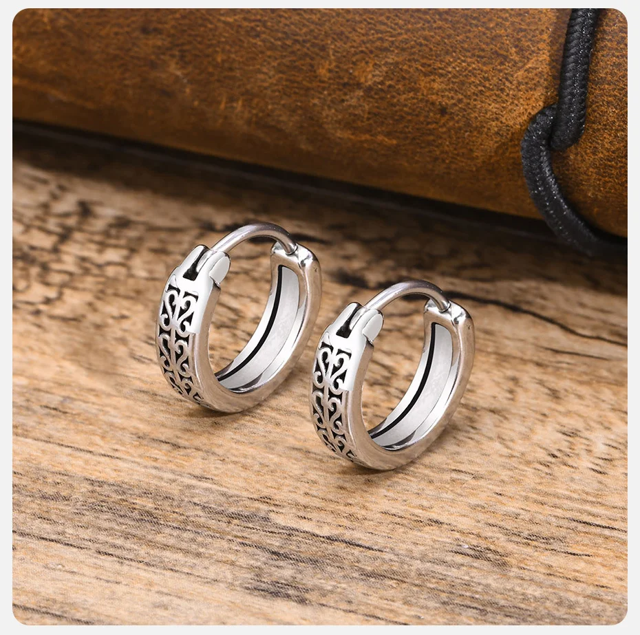 Vnox stilvolle Kette Creolen Huggie Ohrringe für Männer Jungen, Anti-Allergie Edelstahl Hip Hop Runde Ohrring Geschenke an Freund bff – Detail 8