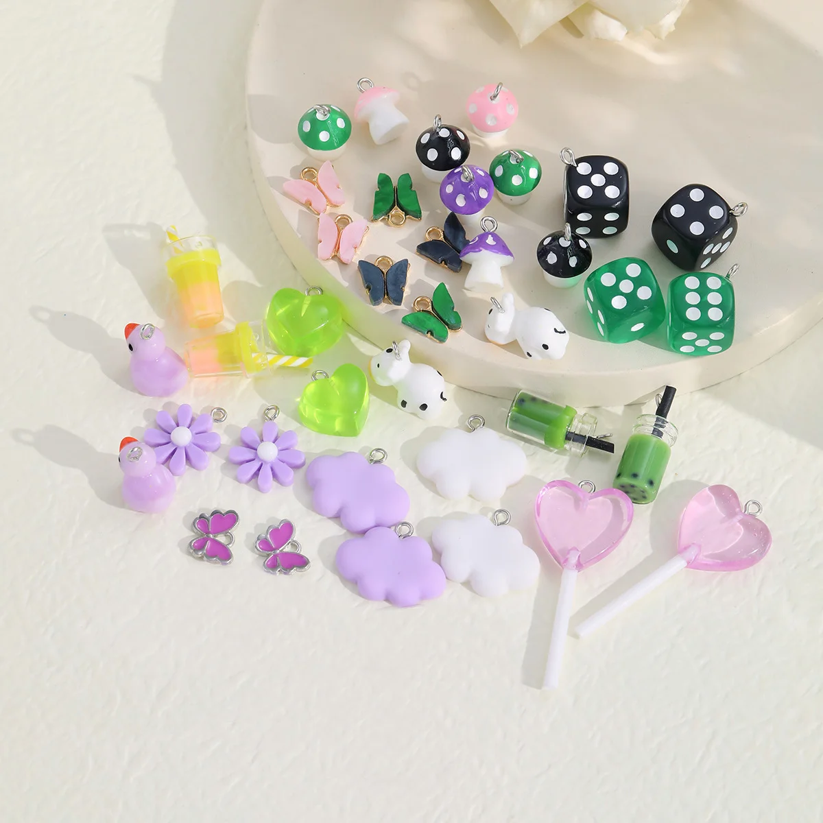 New Cartoon Design DIY Earrings Accessories Set for Women Cute Colored Resin Animal Dangle Earrings Sweet Girl Jewelry Gifts