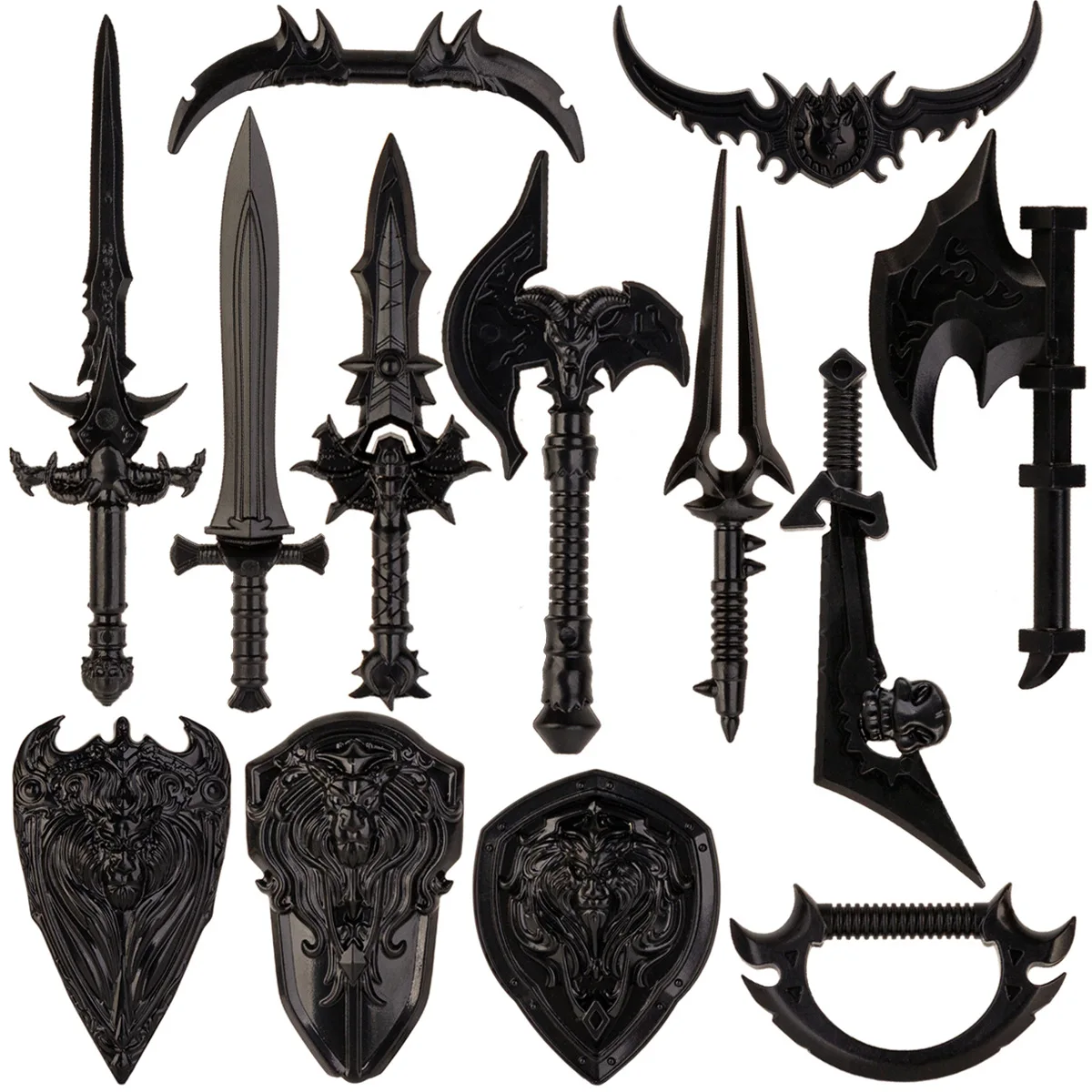 Medieval MOC Weapon Figure Accessories Bow Arrow Sword Shield Axe Hammer Spear Gun Trident Building Block Children Toy Gift K039 5