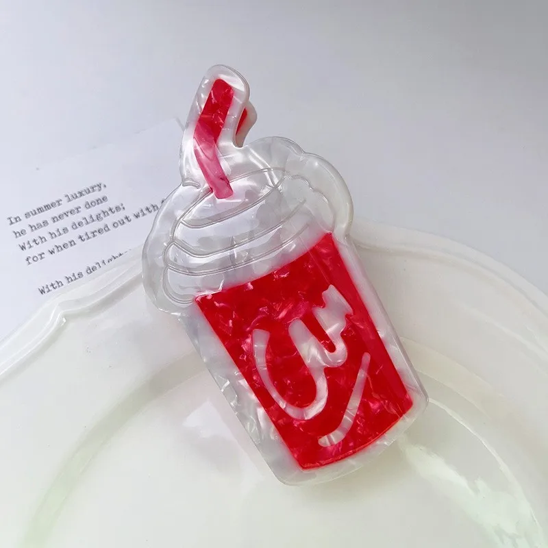 Muweordy Creative Coke French Fries Hair Clip Hamburger Hair Claw Cute Dim Sum Acetate Claw Clip Hair Accessories for Women Girl