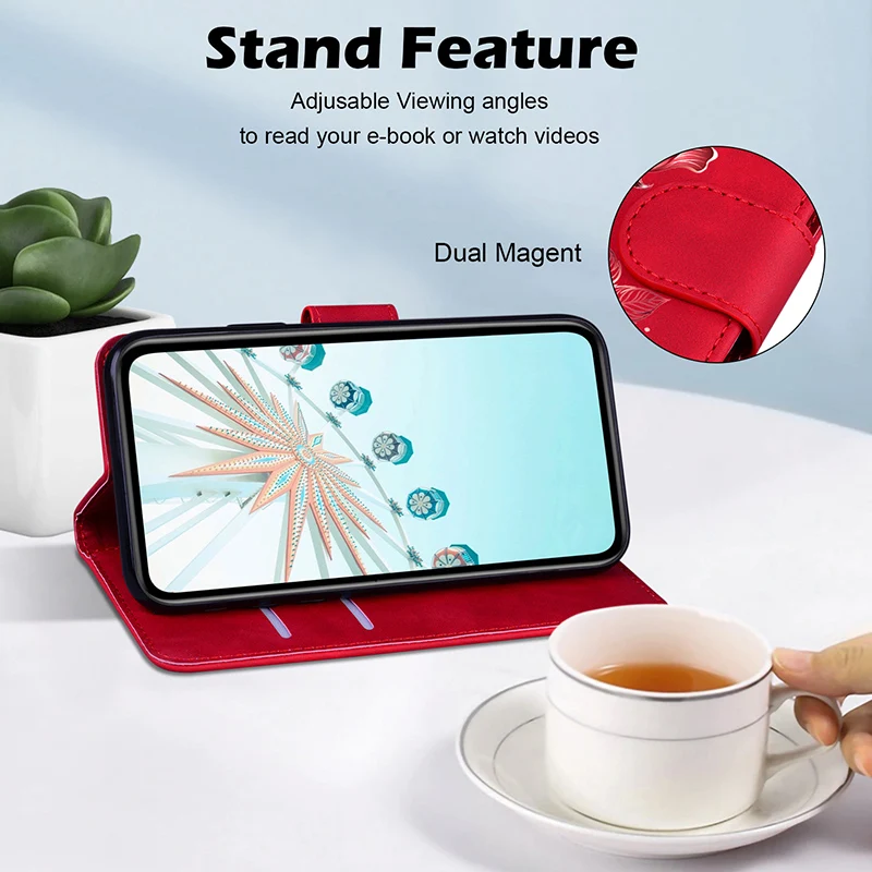 Leather Wallet Phone Case with Card Slots and Protective Cover