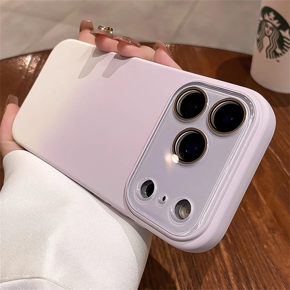 Dual-Color Frosted Crystal Glass Lens Liquid Silicone Phone Case