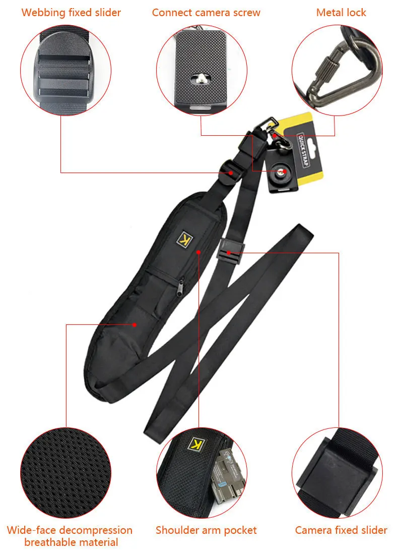 Alça de Ombro Portátil Alça de Pescoço Universal para Dslr Digital Slr Câmera Canon Nikon Sony Quick Rapid Câmera Accessories - Image 5