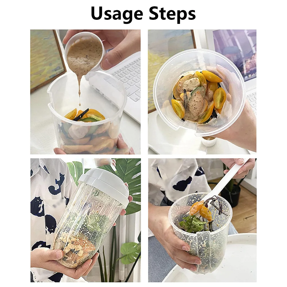1L Portable Salad Cup with Fork Breakfast Salad Bowl School Lunch Box Food  Container Salad Shaker Yogurt Oatmeal Cereal Milk Cup