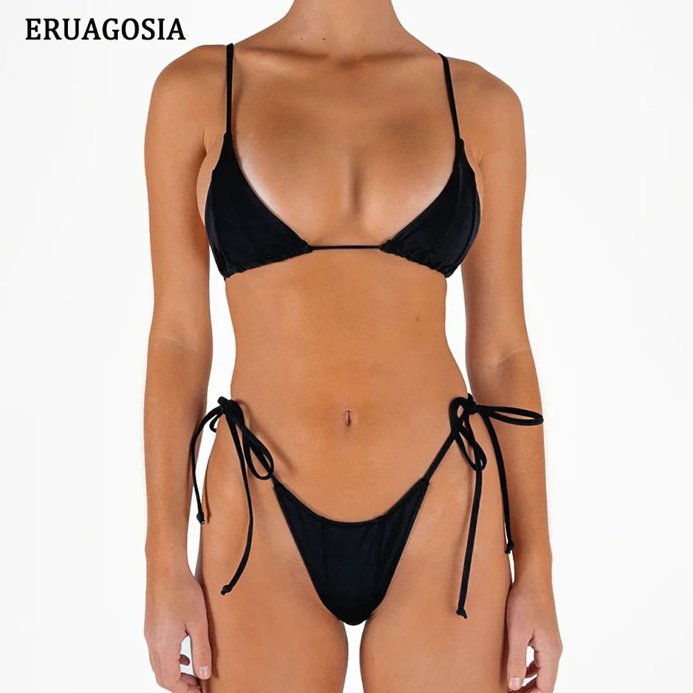 Bikini Women Swimsuit 2025 Sexy Backless Beachwear Adjustable Tie-Side Bikinis Set High-Leg-Cut Swimwear - 2
