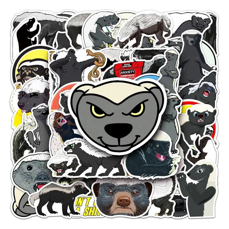 Honey Badger Sticker 50Pcs Cute Honey Badger Stickers For Kids Cartoon Animal Stickers Cute Laptop Phone Skateboard
