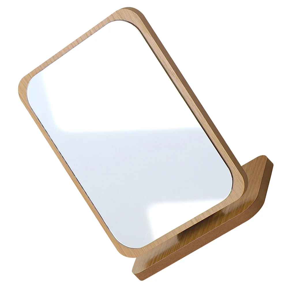 

Folding Travel Mirror with Wood Base Makeup Tabletop Mirror Portable Rectangular Mirror Table Mirror for Home Bedroom Living