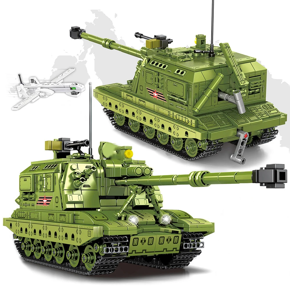 

Military WW2 SPM-2 Tiger Armored Vehicle Building Blocks Figures Army Car Weapons Bricks Toys Gifts for Children Boys Friends