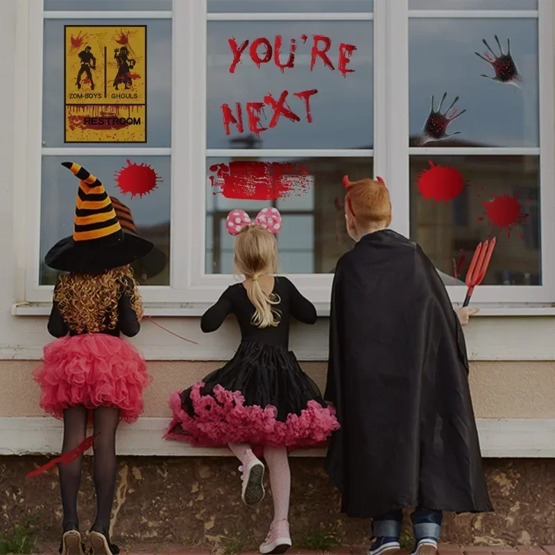 1 Pcs Halloween Decorations Blood Prints Wall Stickers Blood Footprints Ghost Props Easter Stickers Window Stickers