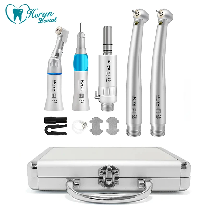 

Dental Oral E-Generator High & Low Speed Handpiece kit Straight Contra Angle LED Air Turbine 2/4 Hole M4 / B2 Whole Set