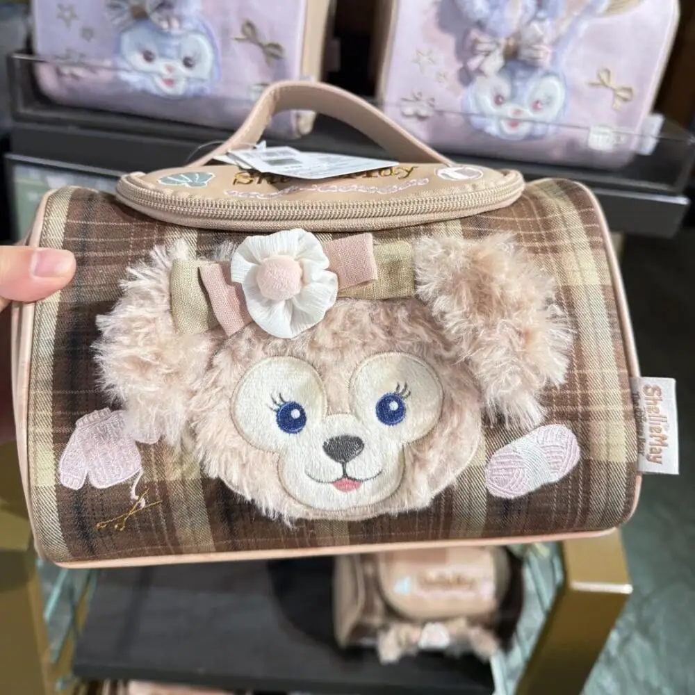 22Cm 디즈니 셀리메이 봉제 인형 Pu 가죽 휴대용 화장품 보관 가방 더블 레이어 지퍼 대용량 소녀 생일 선물