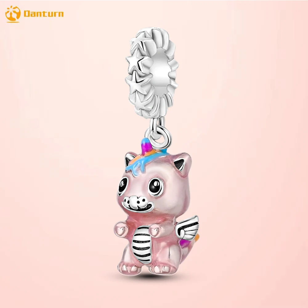 Danturn 925 Sterling Silver Beads Cute Unicorn Baby Ciondola Charm Fit Bracciali Pandora Originali Per Le Donne Gioielli Che Fanno Regalo